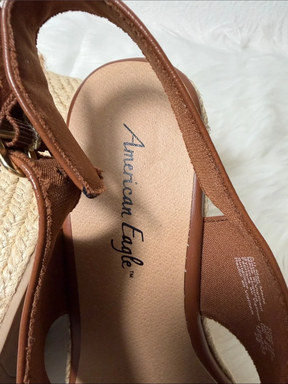 American Eagle Outfitters Tan Brown Espadrille Wedge Slingback Sandals